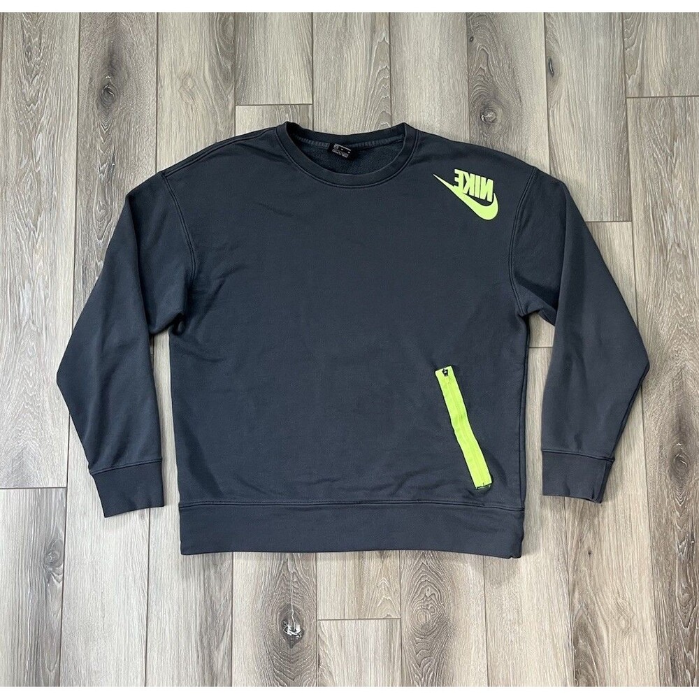 Nike Sportswear Mens Crewneck Swoosh French Terry Sweatshirt Gray Sz Medium